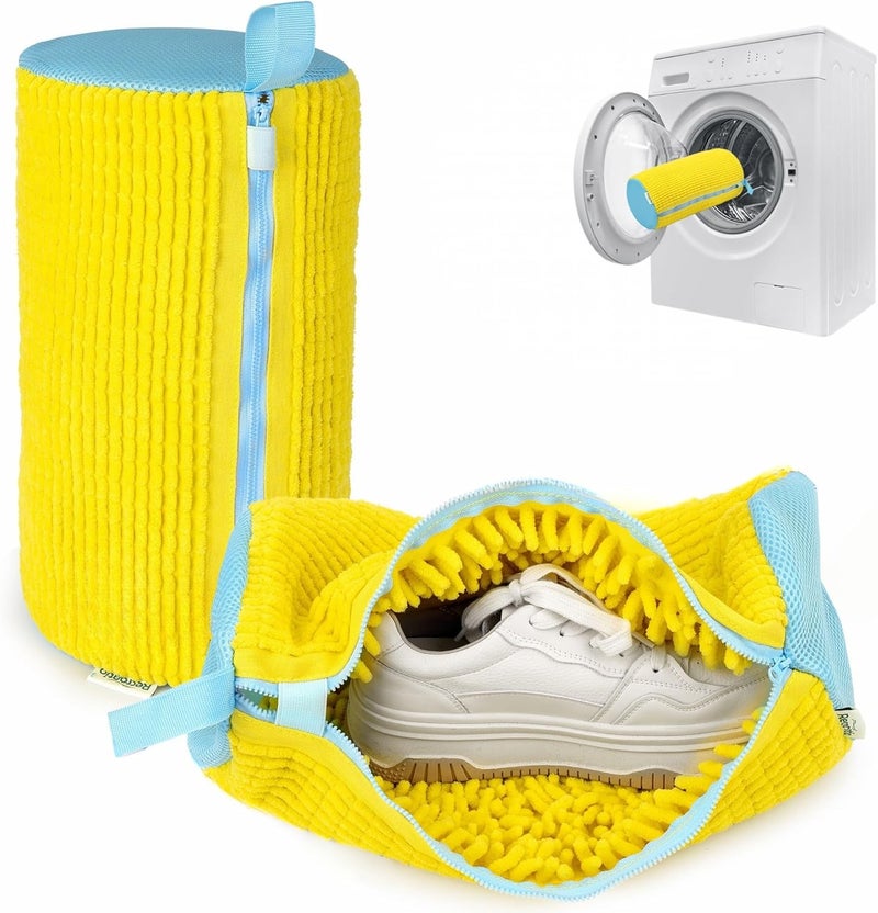 Recrantia Shoe Washing Machine Bag - Set of 2 Shoe Bags, 360° Deep Clean Shoes Laundry, Reusable Shoe Bag for Washer, Sneaker washing machine bags, Yellow - Image 1